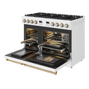 Thor Kitchen 48-Inch Contemporary Propane Gas Range with 7.6 Cu. Ft. Oven and 8 Cooktop Burners in White with Bronze Accents (ARG48WLP-BRZ)