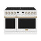 Thor Kitchen 48-Inch Contemporary Natural Gas Range with 7.6 Cu. Ft. Oven and 8 Cooktop Burners in White with Bronze Accents (ARG48W-BRZ)