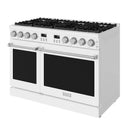 Thor Kitchen 48-Inch Contemporary Natural Gas Range with 7.6 Cu. Ft. Oven and 8 Cooktop Burners in White (ARG48W)