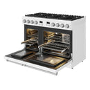 Thor Kitchen 48-Inch Contemporary Propane Gas Range with 7.6 Cu. Ft. Oven and 8 Cooktop Burners in White (ARG48WLP)
