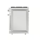 Stainless steel gas range rear access panel with wiring/ports and side hardware