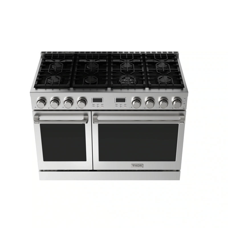 Thor Kitchen A-Series 2-Piece Appliance Package - 48-Inch Propane Gas Range  and Pro-Style Wall Mount Range Hood in Stainless Steel