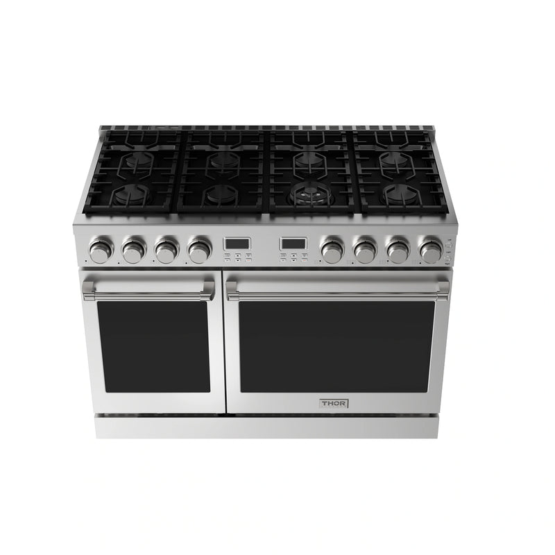 Thor Kitchen A-Series 5-Piece Appliance Package - 48-Inch Gas Range, Pro-Style Wall Mount Range Hood, Refrigerator, Dishwasher, and Microwave in Stainless Steel