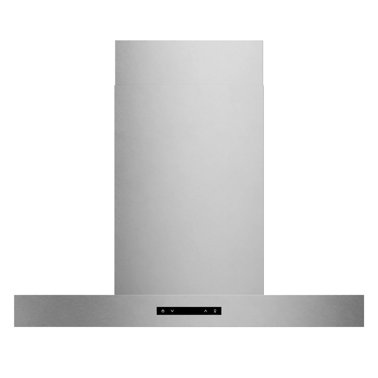 Stainless steel wall-mount range hood with chimney and front control panel