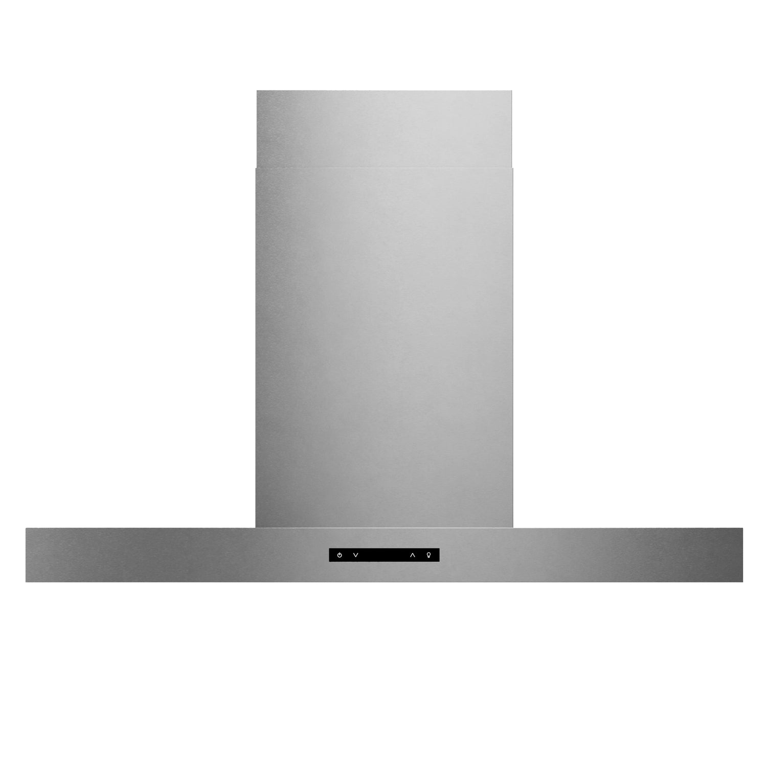 Stainless steel wall range hood with centered control panel