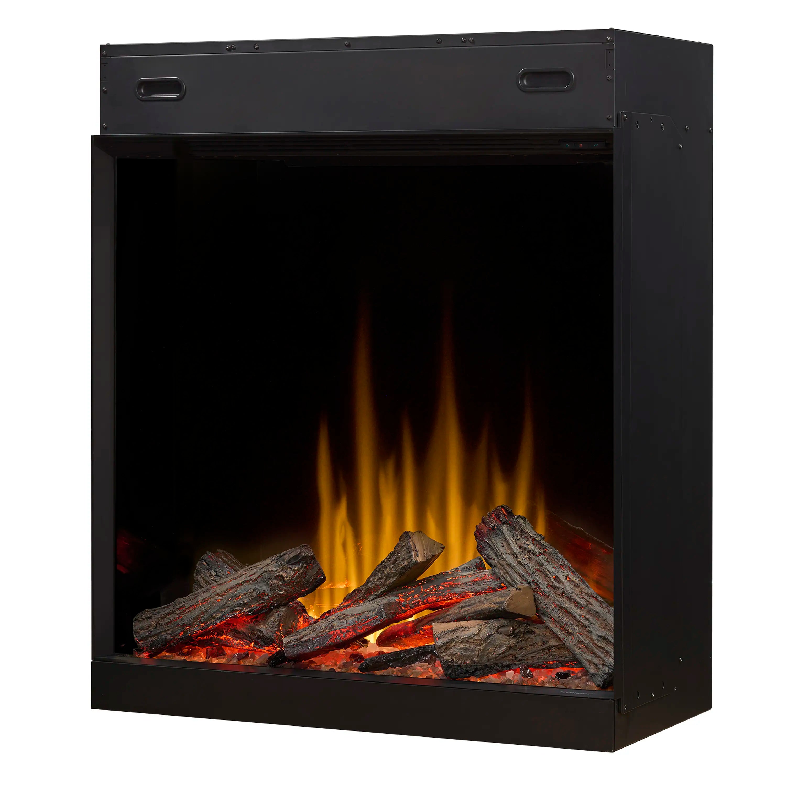 Dimplex Ignite Aspire 36-inch electric firebox with dark frame and bright flame effect