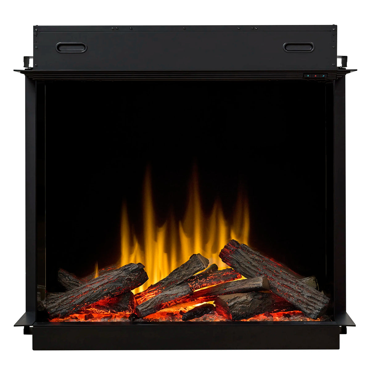 Dimplex Aspire 48-inch electric firebox with flame glow and dark metal surround