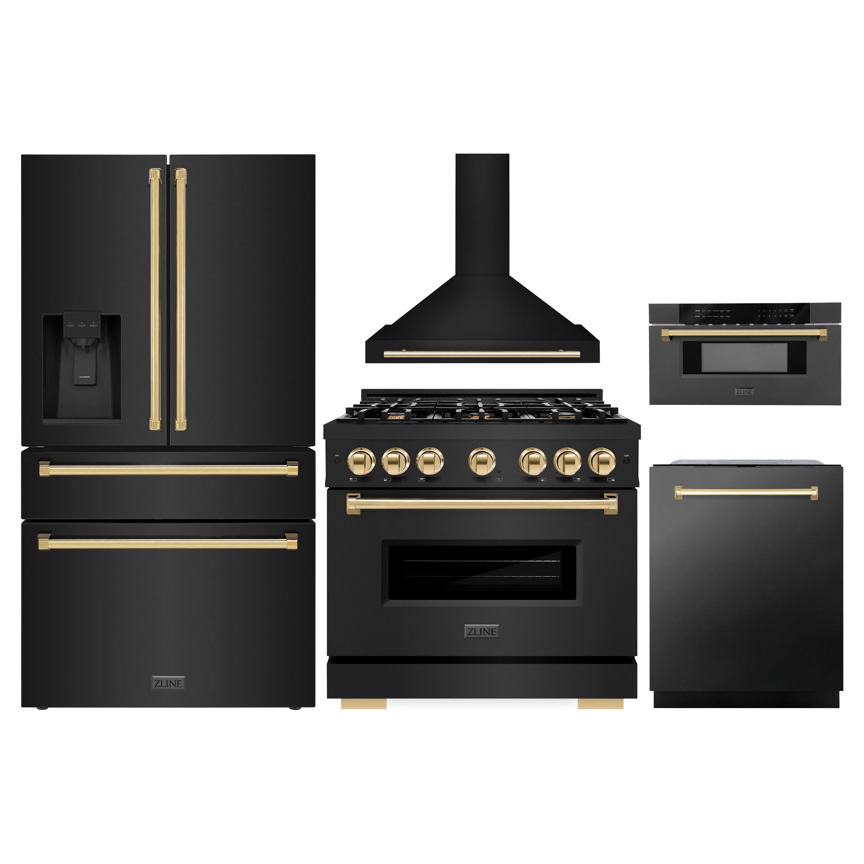 Appliance package: dual fuel range, wall hood, French door fridge, dishwasher, microwave