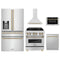 ZLINE 5-Piece Appliance Package - 30-Inch Legacy Autograph Dual Fuel Range, Wall Mount Range Hood, 36-Inch French Door Refrigerator with Water Dispenser, Dishwasher, and 30-Inch Microwave Drawer in Stainless Steel with Champagne Bronze Accents