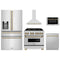 ZLINE 5-Piece Appliance Package - 36-Inch Legacy Autograph Dual Fuel Range, Wall Mount Range Hood, 36-Inch French Door Refrigerator with Water Dispenser, Dishwasher, and 30-Inch Microwave Drawer in Stainless Steel with Champagne Bronze Accents