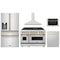 ZLINE 5-Piece Appliance Package - 48-Inch Legacy Autograph Dual Fuel Range, Wall Mount Range Hood, 36-Inch French Door Refrigerator with Water Dispenser, Dishwasher, and 30-Inch Microwave Drawer in Stainless Steel with Gold Accents