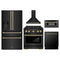 ZLINE 5-Piece Appliance Package - 30-Inch Paramount Dual Fuel Range, Wall Mount Range Hood, 36-Inch French Door Refrigerator with Water Dispenser, Dishwasher, and 30-Inch Microwave Drawer in Black Stainless Steel with Champagne Bronze Accents