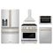 ZLINE 5-Piece Appliance Package - 30-Inch Paramount Autograph Dual Fuel Range, Wall Mount Range Hood, 36-Inch French Door Refrigerator with Water Dispenser, Dishwasher, and 30-Inch Microwave Drawer in Stainless Steel with Champagne Bronze Accents