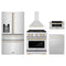 ZLINE 5-Piece Appliance Package - 30-Inch Paramount Dual Fuel Range, Wall Mount Range Hood, 36-Inch French Door Refrigerator with Water Dispenser, Dishwasher, and 30-Inch Microwave Drawer in Stainless Steel with Gold Accents