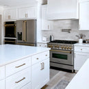 ZLINE 5-Piece Appliance Package - 30-Inch Gas Range, Hood, Refrigerator with Water Dispenser, Dishwasher, and Microwave Drawer in Stainless Steel with Champagne Bronze Accents