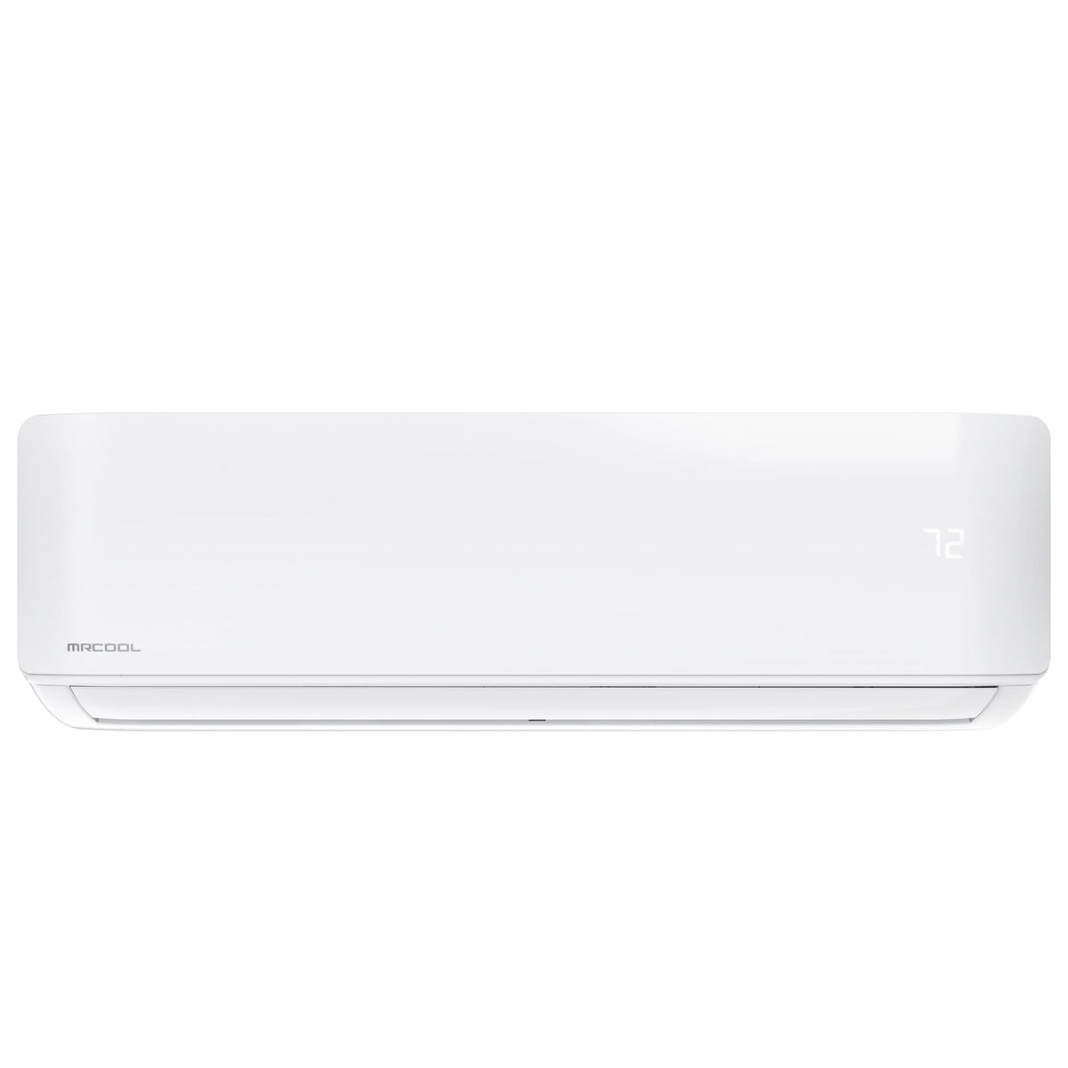 White indoor mini-split air handler, front view with vent panel
