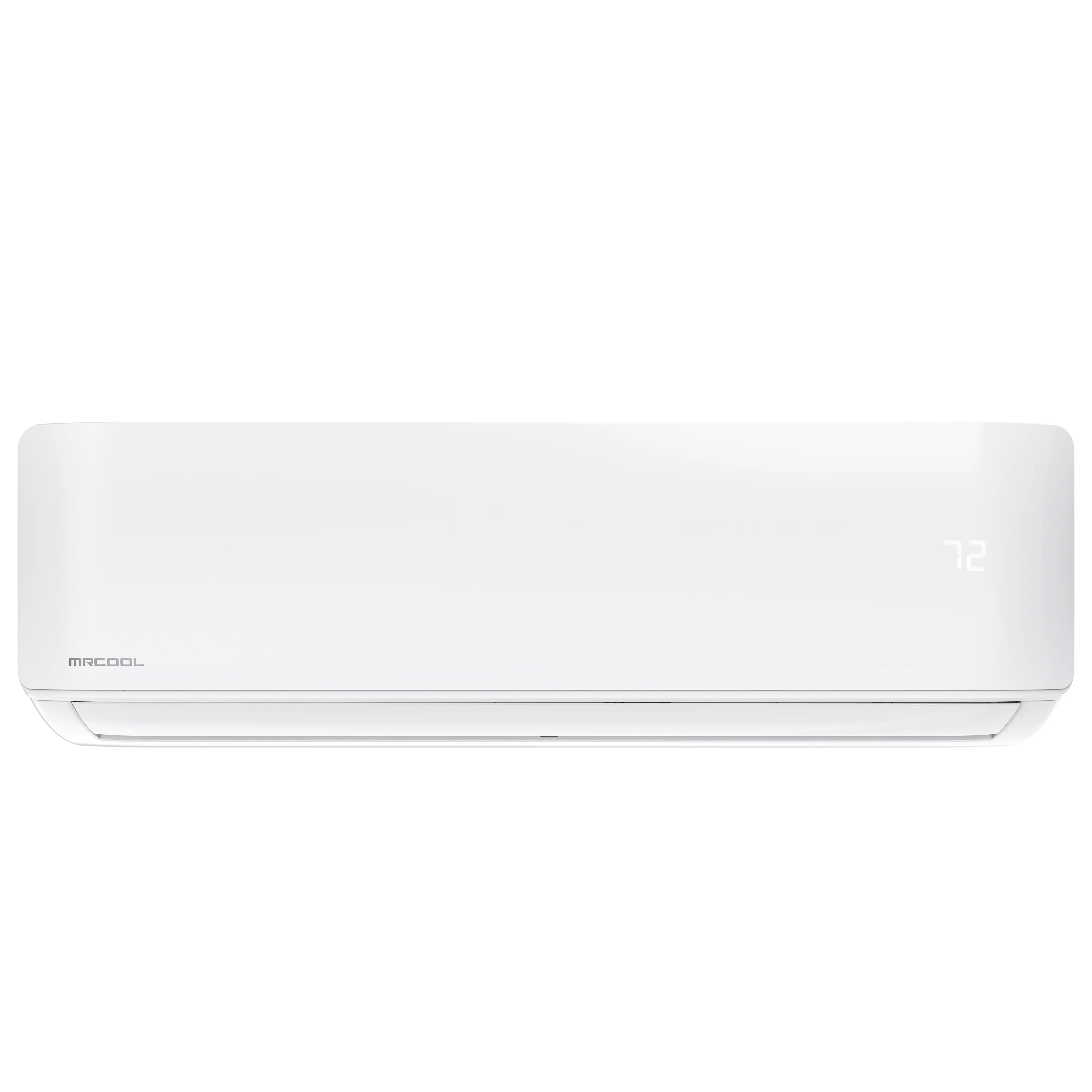 White wall-mounted ductless mini split indoor air conditioner unit, front view