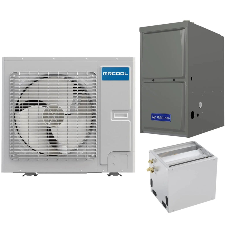 MRCOOL Universal - Central Heat Pump & Gas Furnace Split System - 2-3 Ton, 36K BTU, 96% AFUE - 17.5" Cabinet - Downflow