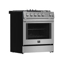 Forno 4-Piece Appliance Package - 30-Inch Espresso Gas Range , Wall Mount Range Hood, 36-Inch French Door Refrigerator, and Dishwasher in Stainless Steel