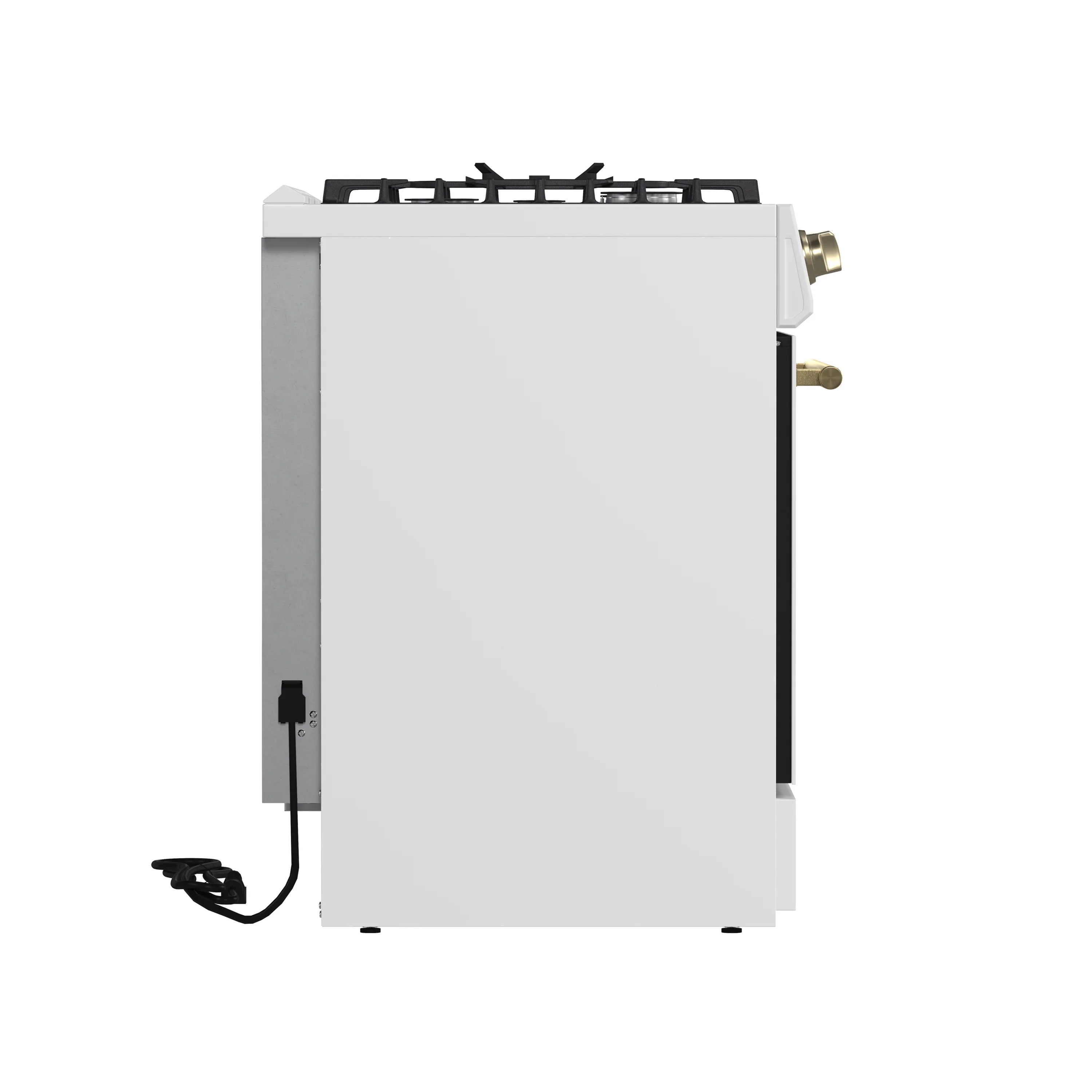White appliance rear panel with mounting ports and visible power cord connection.