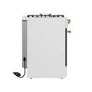 Forno 4-Piece Appliance Package - 30-Inch Espresso Gas Range , Wall Mount Range Hood, 60-Inch Built-In Convertible Refrigerator, and Dishwasher in White with Antique Brass Handle