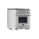 Forno 3-Piece Pro Appliance Package - 30-Inch Gas Range, Pro-Style Refrigerator, and Dishwasher in Stainless Steel