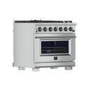 Forno 3-Piece Pro Appliance Package - 36-Inch Gas Range, Pro-Style Refrigerator, and Dishwasher in Stainless Steel