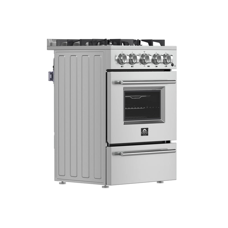 Forno Breno 24-Inch Gas Range with 4 Burners in Stainless Steel (FFSGS6272-24)