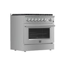 Forno 3-Piece Appliance Package - 36-Inch Marco Gas Range, French Door Refrigerator, & Dishwasher in Stainless Steel (FBDL-009-01CAUS)