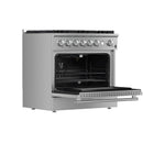 Forno Marco 36-Inch Gas Range 6 Gas Burners, 5.36 cu.ft. Convection Oven and Temperature Gauge in Stainless Steel (FFSGS6277-36)