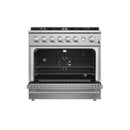 Forno Marco 36-Inch Gas Range 6 Gas Burners, 5.36 cu.ft. Convection Oven and Temperature Gauge in Stainless Steel (FFSGS6277-36)