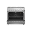 Forno 3-Piece Appliance Package - 36-Inch Marco Gas Range, French Door Refrigerator, & Dishwasher in Stainless Steel (FBDL-009-01CAUS)