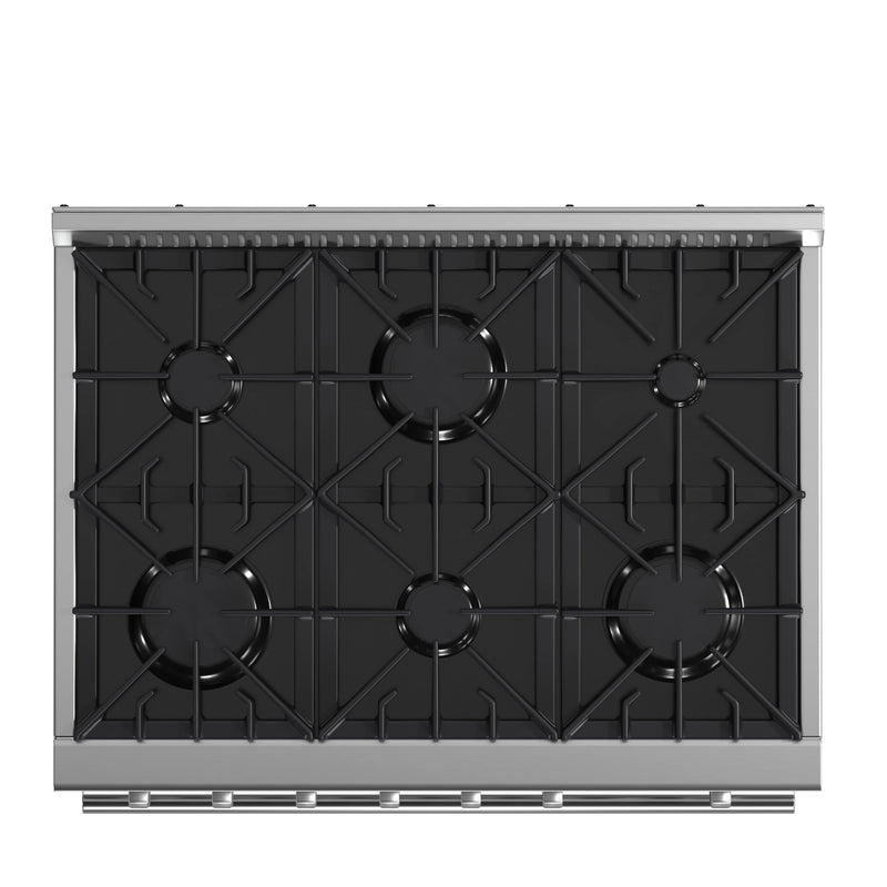 Forno Marco 36-Inch Gas Range 6 Gas Burners, 5.36 cu.ft. Convection Oven and Temperature Gauge in Stainless Steel (FFSGS6277-36)