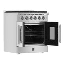 Forno 5-Piece Appliance Package - 30-inch Gas Range, Hood, Refrigerator, Dishwasher and 24-Inch Microwave Oven in Stainless Steel