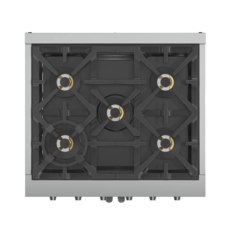 Forno 30-Inch Capriasca Gas Range with 5 Gas Burners, 100,000 BTUs, and French Door Gas Oven in Stainless Steel (FFSGS6460-30)