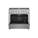 Forno 4-Piece Appliance Package - 36-Inch Gas Range, Wall Mount Range Hood, 60-Inch Built-In Convertible Refrigerator, and Dishwasher in Stainless Steel