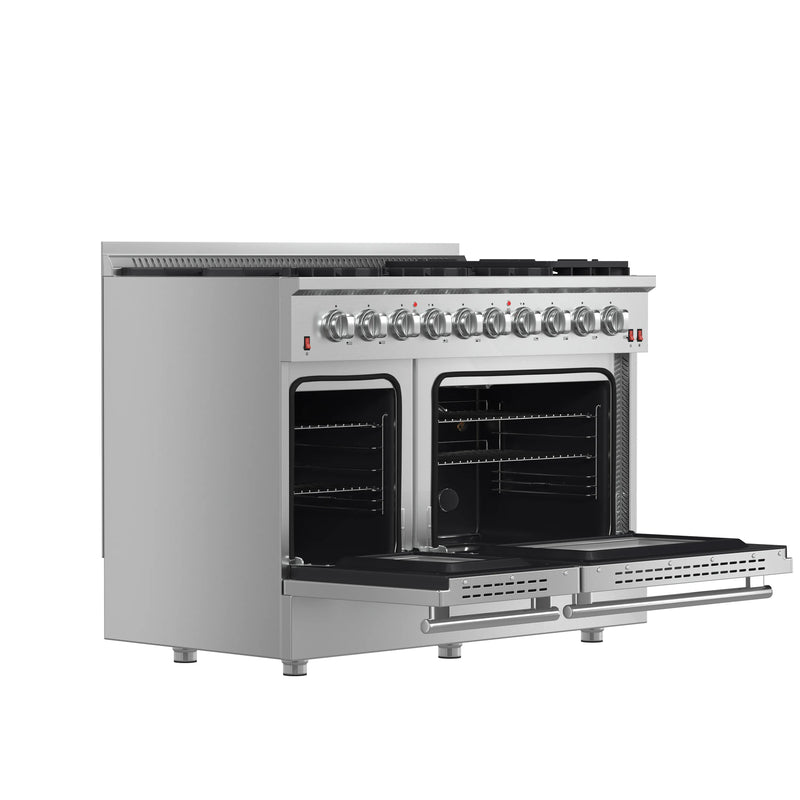 Forno 48-Inch Galiano Gas Range with 8 Burners and Reversible Griddle in Stainless Steel (FFSGS6244-48)