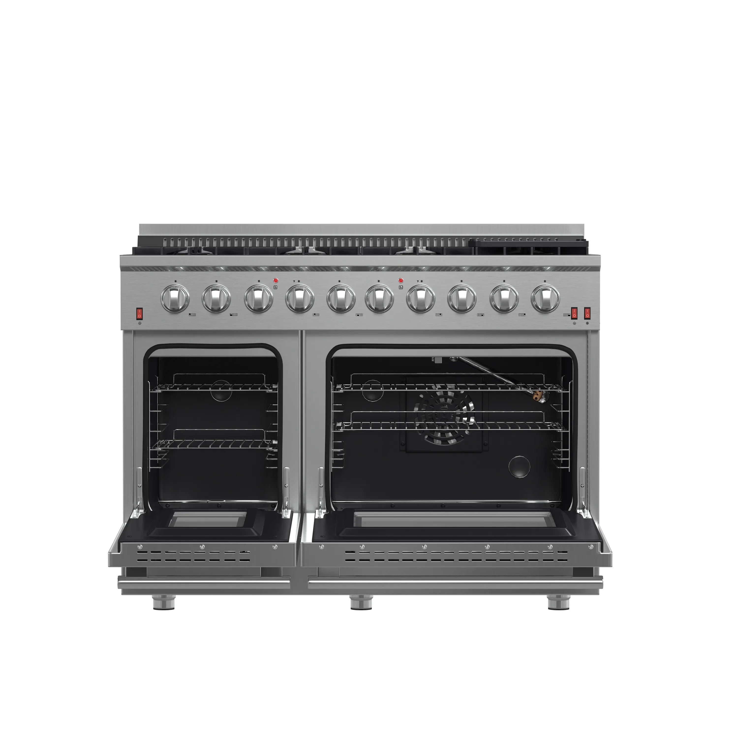 Forno 2-Piece Appliance Package - 48-Inch Gas Range & Wall Mount Hood with Backsplash in Stainless Steel