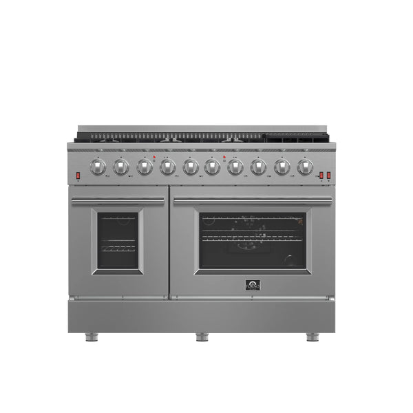 Forno 48-Inch Galiano Gas Range with 8 Burners and Reversible Griddle in Stainless Steel (FFSGS6244-48)