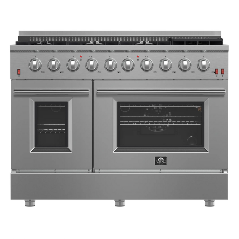 Forno 48-Inch Galiano Gas Range with 8 Burners and Reversible Griddle in Stainless Steel (FFSGS6244-48)