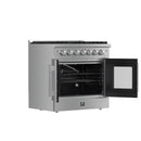 Forno 5-Piece Appliance Package - 36-inch Gas Range, Hood, Refrigerator, Dishwasher and 30-Inch Microwave Drawer in Stainless Steel