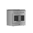 Forno 5-Piece Appliance Package - 36-inch Gas Range, Hood, Refrigerator, Dishwasher and 30-Inch Microwave Oven in Stainless Steel
