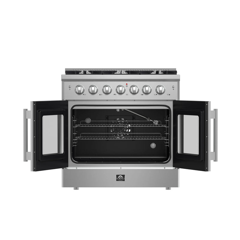 Forno 36-Inch Galiano Gas Range with 6 Gas Burners, 83,000 BTUs, & French Door Gas Oven in Stainless Steel (FFSGS6444-36)