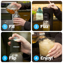 Sparkling water soda maker in use: filling a PET bottle