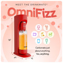 Royal red soda maker with clear bottle filled with sparkling water