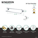 Kingston Brass Milano 24" Double Towel Bar, Polished Chrome (BA2713C)