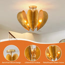 Parrot Uncle 19-Inch Elvira 6-Light Farmhouse Vintage Distressed Golden Semi-Flush Mount Ceiling Light (BBC3001)