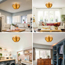 Parrot Uncle 19-Inch Elvira 6-Light Farmhouse Vintage Distressed Golden Semi-Flush Mount Ceiling Light (BBC3001)
