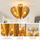 Parrot Uncle 19-Inch Elvira 6-Light Farmhouse Vintage Distressed Golden Semi-Flush Mount Ceiling Light (BBC3001)