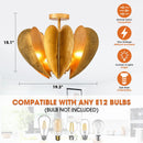 Parrot Uncle 19-Inch Elvira 6-Light Farmhouse Vintage Distressed Golden Semi-Flush Mount Ceiling Light (BBC3001)